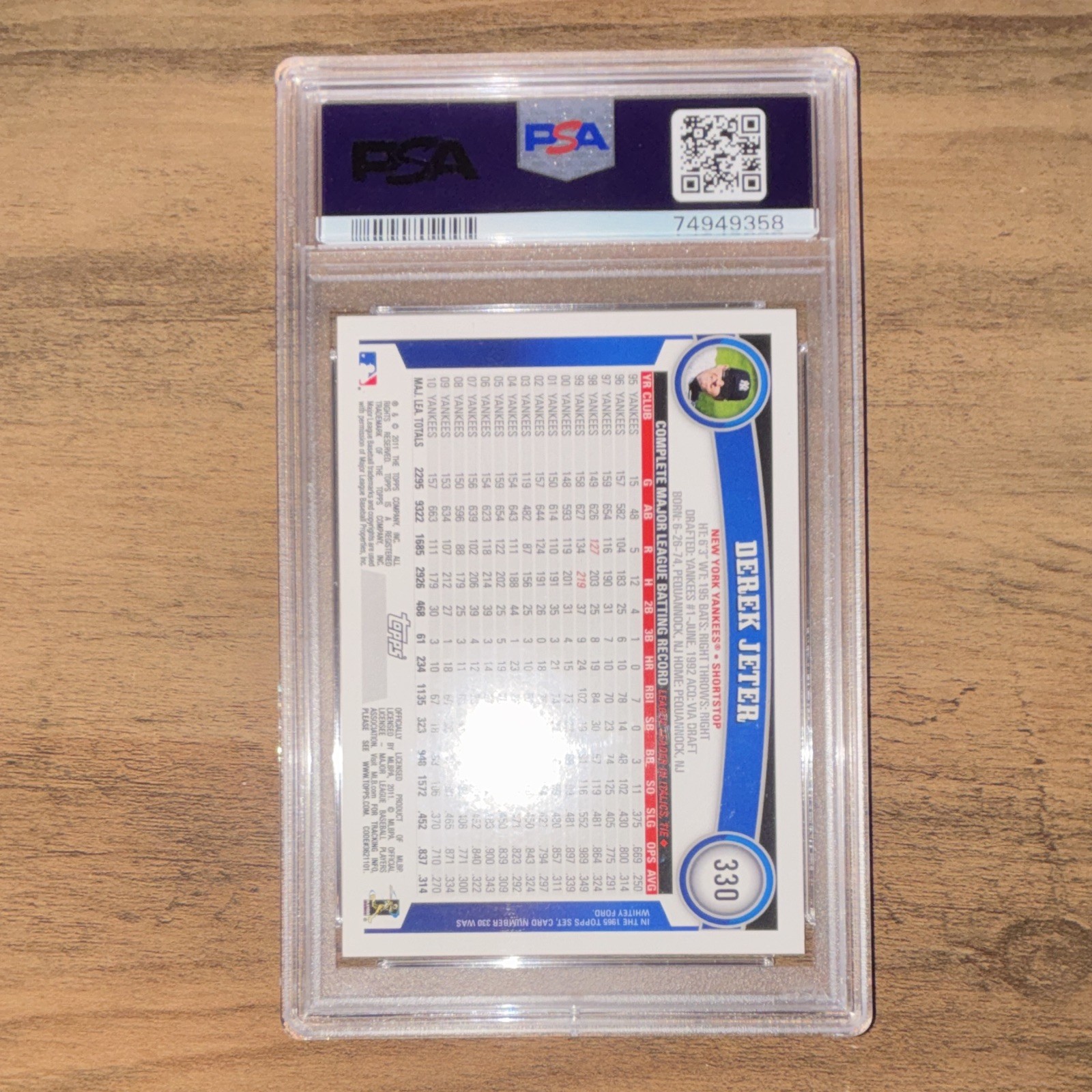 Topps 2011 Diamond Anniversary Cognac Derek Jeter #330 Yankees PSA 10 view 4