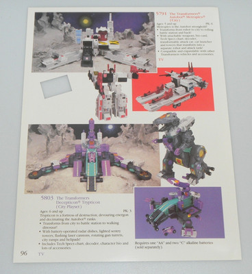 Vintage 1987 Trypticon Metroplex City Transformers G1 Catalog Print Poster Promo
