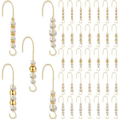 35 PCS Christmas Ornament Hooks Acrylic Gold Wire Hangers Crystal 5 Styles