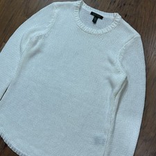 Lauren Ralph Lauren Sweater Womens L White Gauge Knit Acrylic Pullover Fisherman