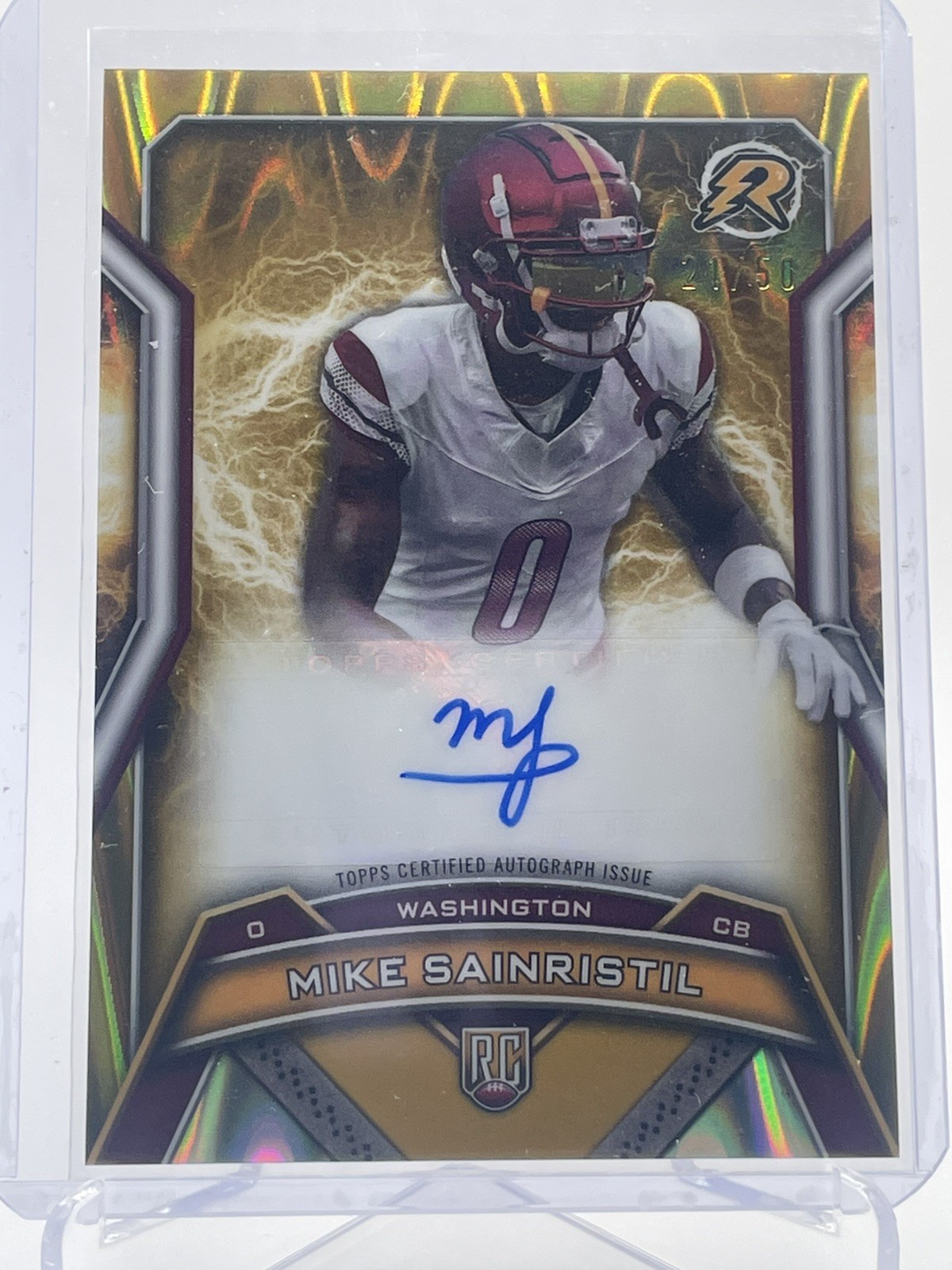 Mike Sainristil Topps Resurgence Resurgence Rookie Signatures #RRSMSA Power Surge Gold