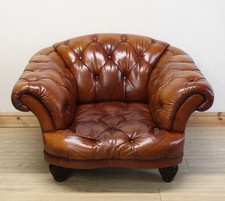 Tetrad Oskar Chesterfield Tan Brown Leather Armchair / Chair