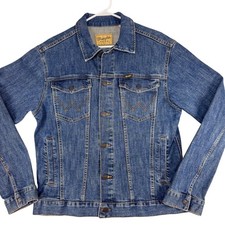 Wrangler Retro Jacket Mens Medium Blue Denim Authentic Western Button Front