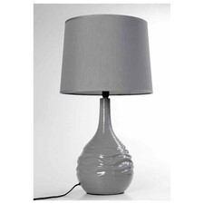 LAMPADA DA TAVOLO IN CERAMICA CON BASE ONDULATA 34X34X H72 CM GRIGIA