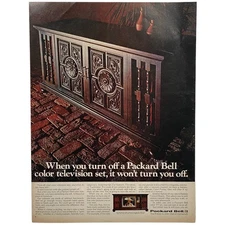 1968 Packard Bell Television Showing Furniture Console  Vintage Print Ad