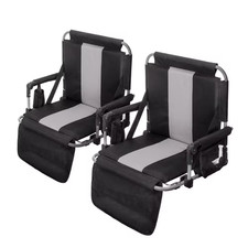 Green Folding Stadium Chair with Armrest, Back Support, Cup Holder, Mesh Bag and