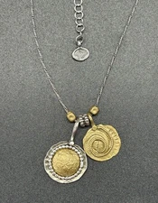 Silpada Sterling Silver Brass 'Dusk to Dawn'' Pendant Necklace 18” N3338