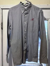 Cutter And Buck Alabama Black White Checkered Size L Long Sleeve Button Up