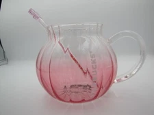 Starbucks Pink Sakura Flower Shaped Glass Pitcher Pot with Stirring Stick