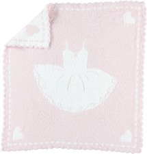Barefoot Dreams CozyChic Scalloped Receiving 30" x 32", Pink White Tutu