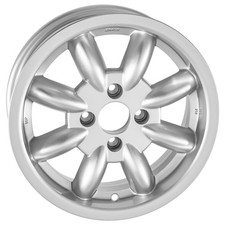 Wheel 14x5.5" Aluminium 8 Spoke Silver Bolt on Minator - Morris Minor MG AH