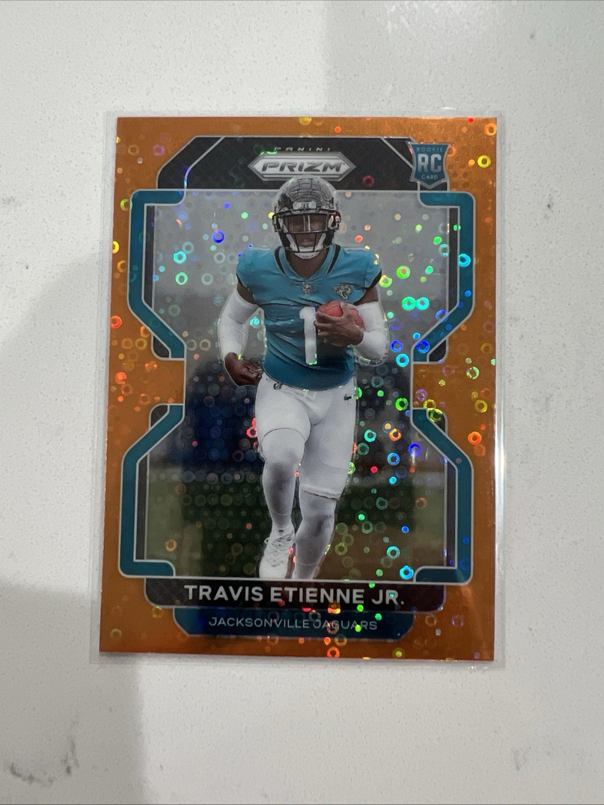 2021 Panini Prizm Rookie Travis Etienne Jr. #344 Orange Disco Jaguars