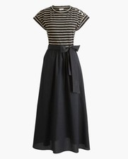 J. Crew Factory Button-Shoulder Tie-Waist Knit Mixy Dress Size Medium Tall NWT!