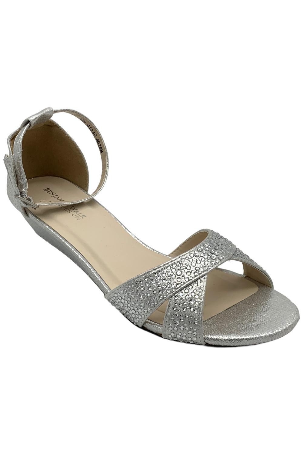 Подкрашенные женские босоножки на танкетке Iris серебристого цвета