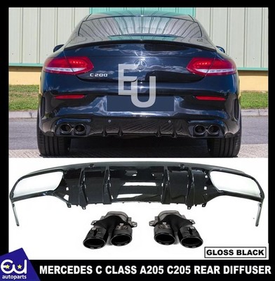 HECKDIFFUSOR & ENDROHRE FÜR MERCEDES C KLASSE A205 C205 COUPE AMG C43 S STYLE