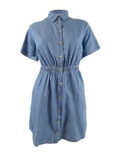 MICHAEL Michael Kors Women's Shirtdress (L, Light Cadet Wash)