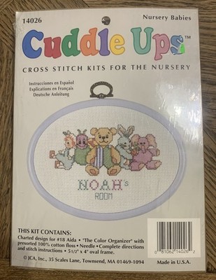 JCA Cuddle Ups Nursery Babies Counted Cross Kit with Frame #14026 5.5'' x 4''