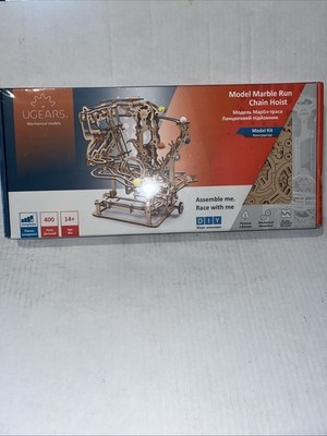 New UGears Marble Run Chain Hoist - Wooden Mechanical Model 400 Pieces STEM Toy