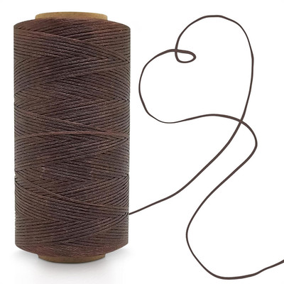Wax String 284 Yards 150D 1Mm - Waxed String Cord for Leather Sewing, Deep Brown