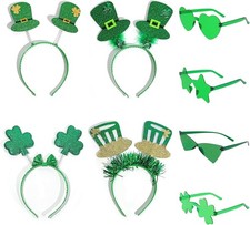 8 Pcs St. Patrick's Day Accessories Set, 4 Pcs Green Shamrock Leprechaun Top Hat