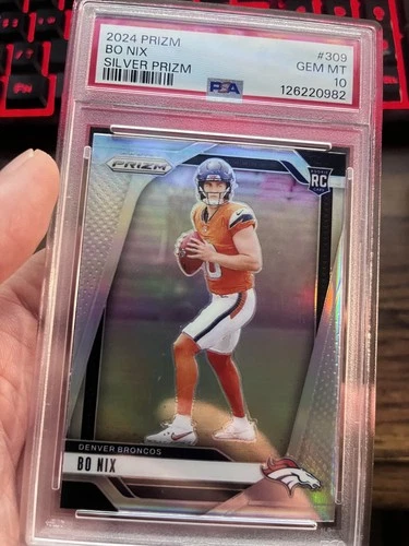 Bo Nix 2024 Panini Prizm Silver Rookie RC PSA 10 #309