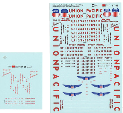 Microscale 87-36 HO Union Pacific UP Wings Centennial Diesel Locomotive Decals