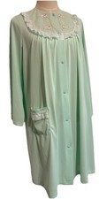 Vintage Shadowline S Mint Green Robe Nylon Embroidered Flowers Chantilly Lace