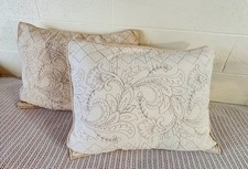 Paisley Gold Embroidered Floral Standard Ivory Pillow Sham 2 piece