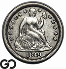 1849 Seated Liberty Dime, Choice AU++