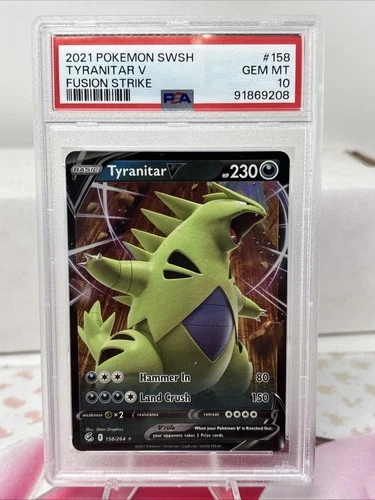 TYRANITAR V #158 PSA 10 Gem Mint 2021 Pokemon Fusion Strike Ultra Rare