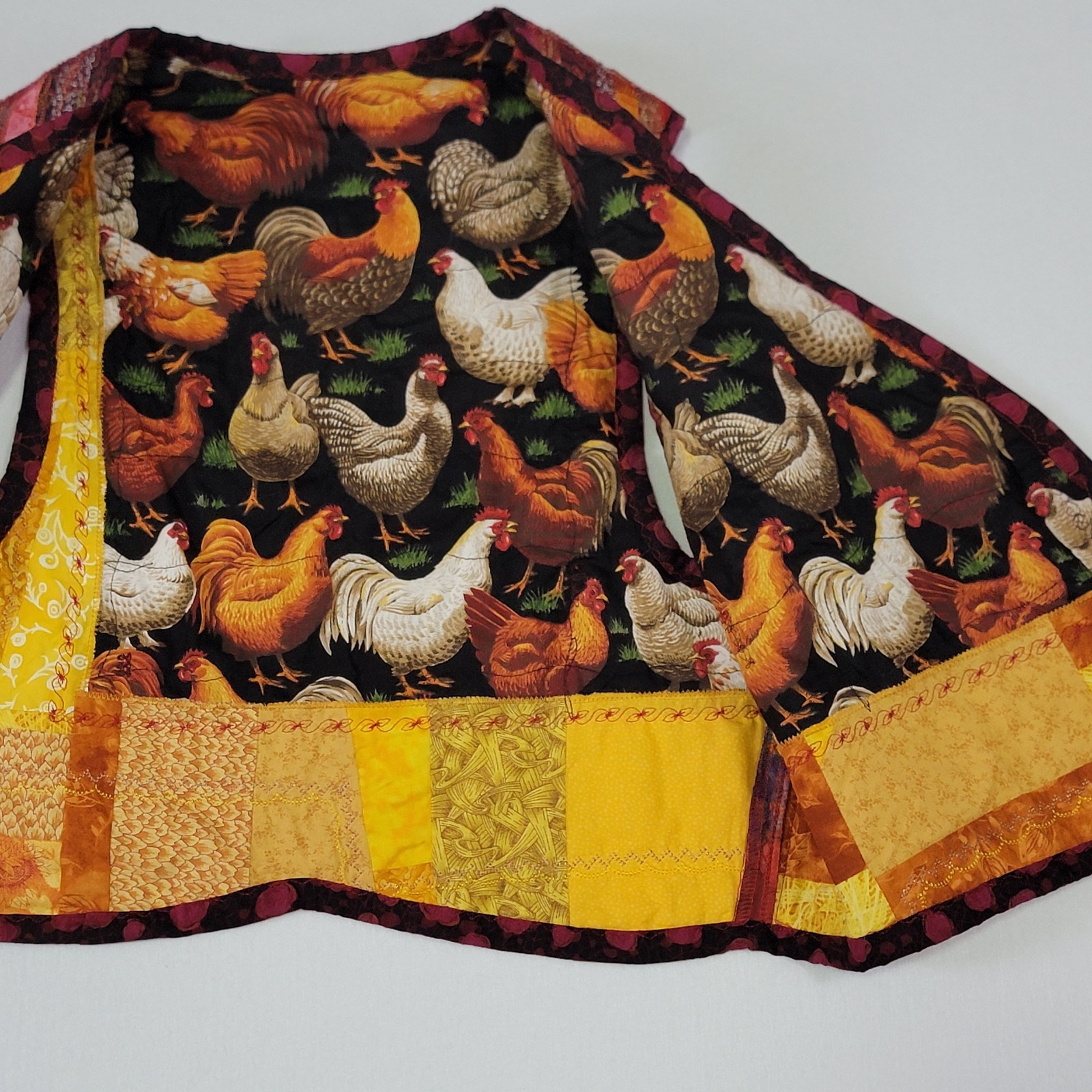 Handmade Quilted Patchwork Vest Chicken Print Fol… - image 4