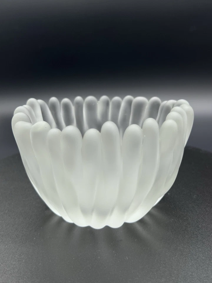 Vintage Tapio Wirkkala Frosted Fingers bowl 5.5x 3.25” Tall - Two Small Chips - Image 3 of 4