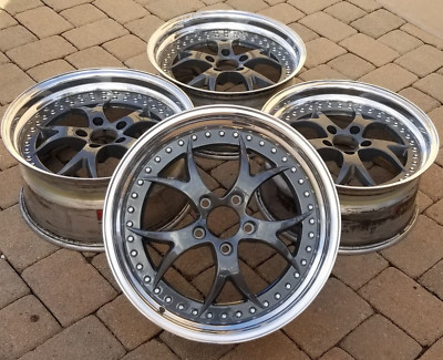 JDM 18x9/8.5 Forged 21 lb 3-Piece 5x114.3 Polished & Restored Anthracite Wheels