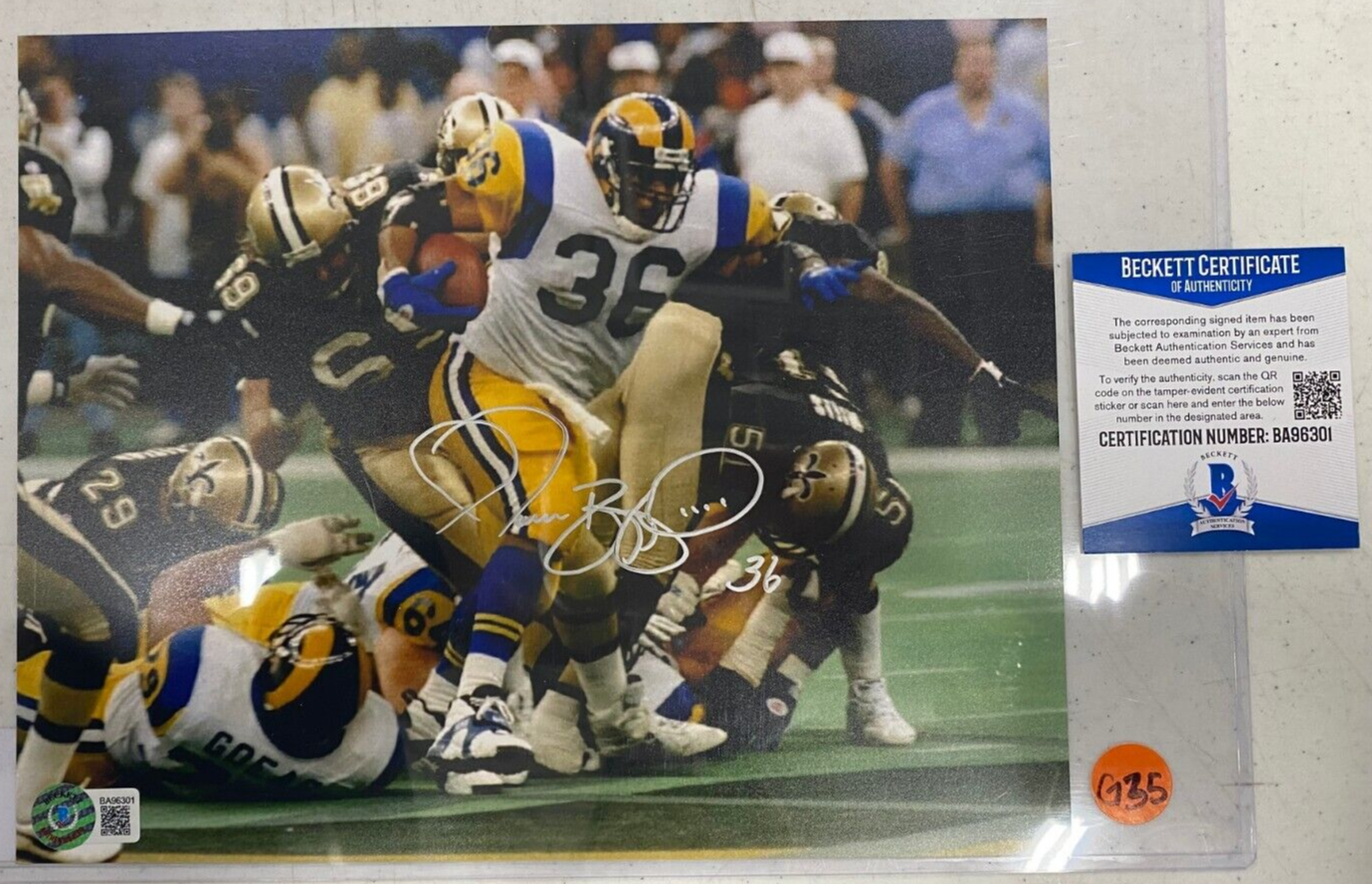 Jerome Bettis Autographed Signed Los Angeles Rams 8x10 Beckett COA Photo-G 