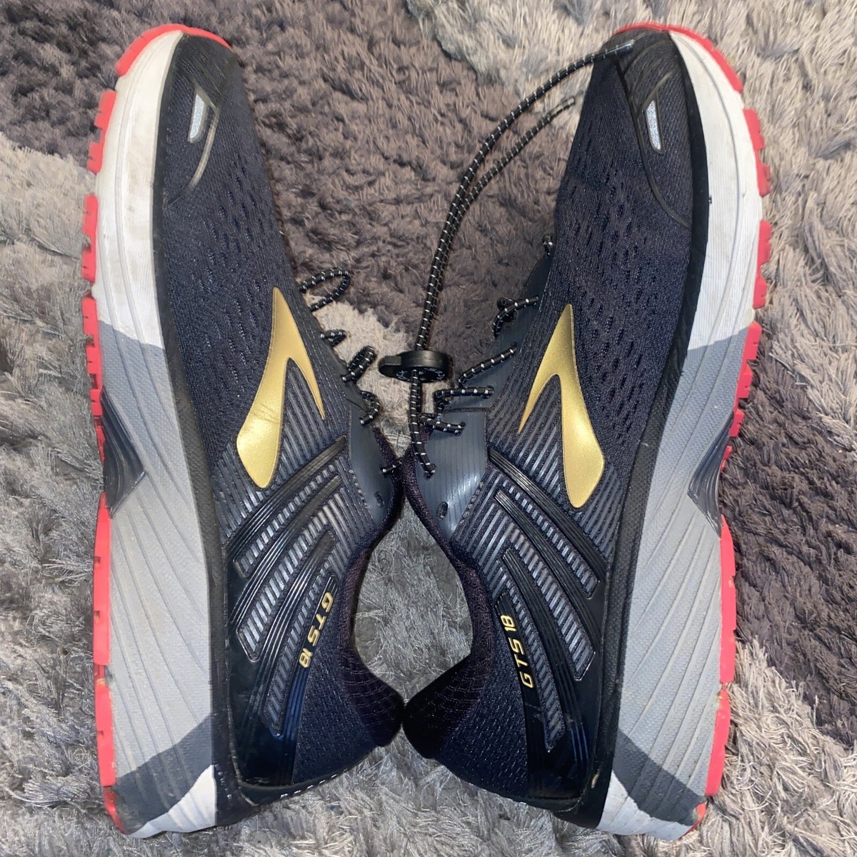 Brooks Adrenaline GTS 18 Mens 8 Black Gold Running Athletic Shoes  - 1102711D068 Brooks Adrenaline GTS 18 Mens Running Shoes 1102711D068  main image 3