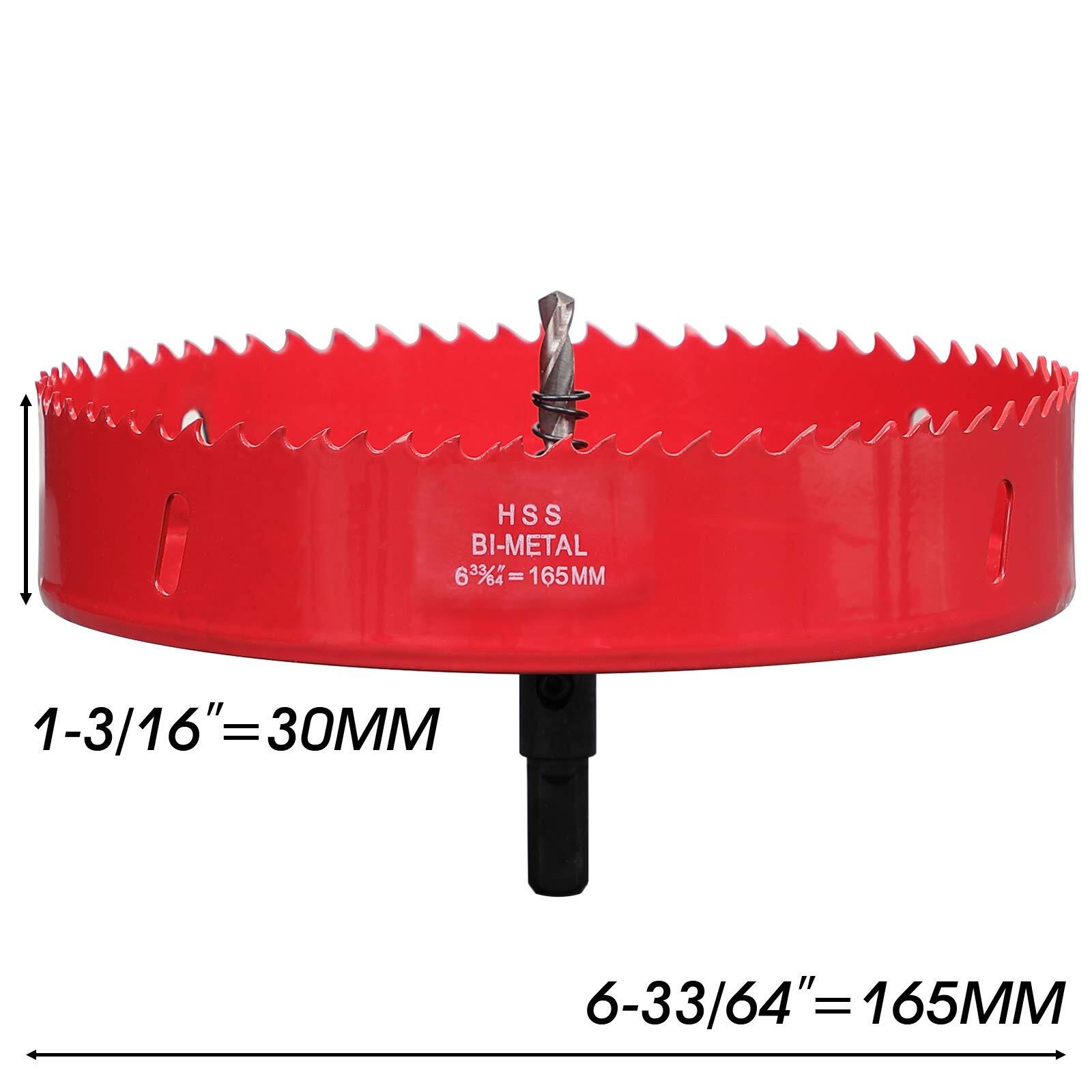 Hole Saw 6 1/2 Inch 30 mm Cutting Depth HSS Bi-Metal Hole Saw for Cutting Woo...