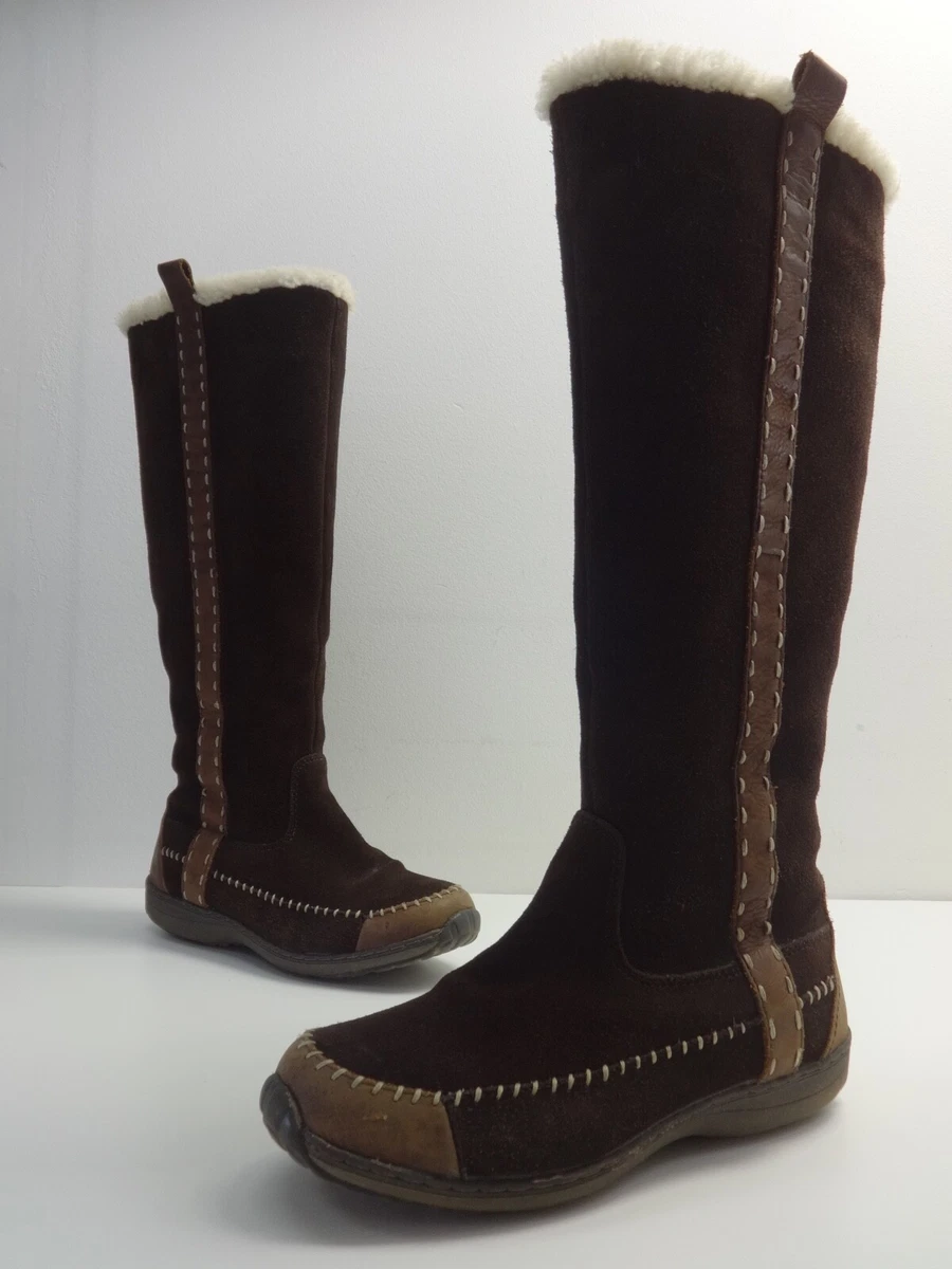 Womens Boots Size 6 Shearling Style FAT FACE Brown Suede Fur Lined Knee High.39