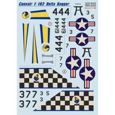 DECALS Convair F-102 Delta Dagger Part 2 Print Scale 48-243 Scale 1:48