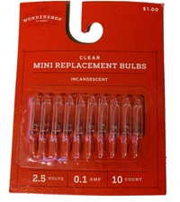 2.5 volt Clear Mini Christmas Light Bulbs T2 for Target Wondershop Lights 10 pk