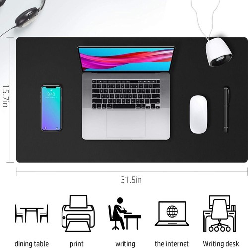 Dual Side PU Mouse Pad PU Leather Table Cover Easy Clean Desk Blotter