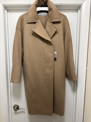 U20690 with tags Intrend By Max Mara  Wool Coat Camel Beige Knee Len G2U