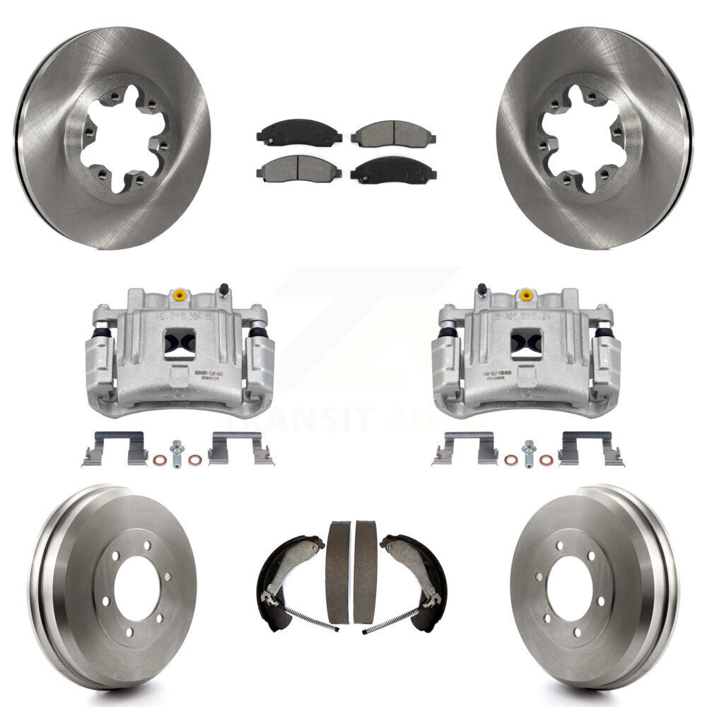 Front & Rear Brake Caliper Rotors Drums Semi-Metallic Pads Kit for Chevrolet