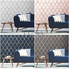 Image of WORLD OF WALLPAPER CLIFTON WAVE GEOMETRIC METALLIC ROSE GOLD SILVER COPPER NAVY