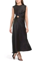 House of Harlow 1960 Satin Slip Maxi Black Dress Sz Medium