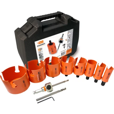 Mandrex 12-teiliges Lochsägen Set mit Hartmetallzähnen SuperXcut für Holz & PVC