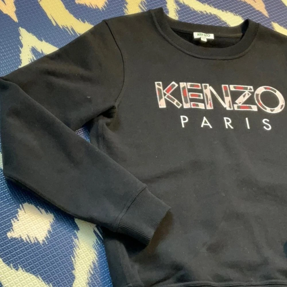 Felpa donna Kenzo Paris ricamata media nera