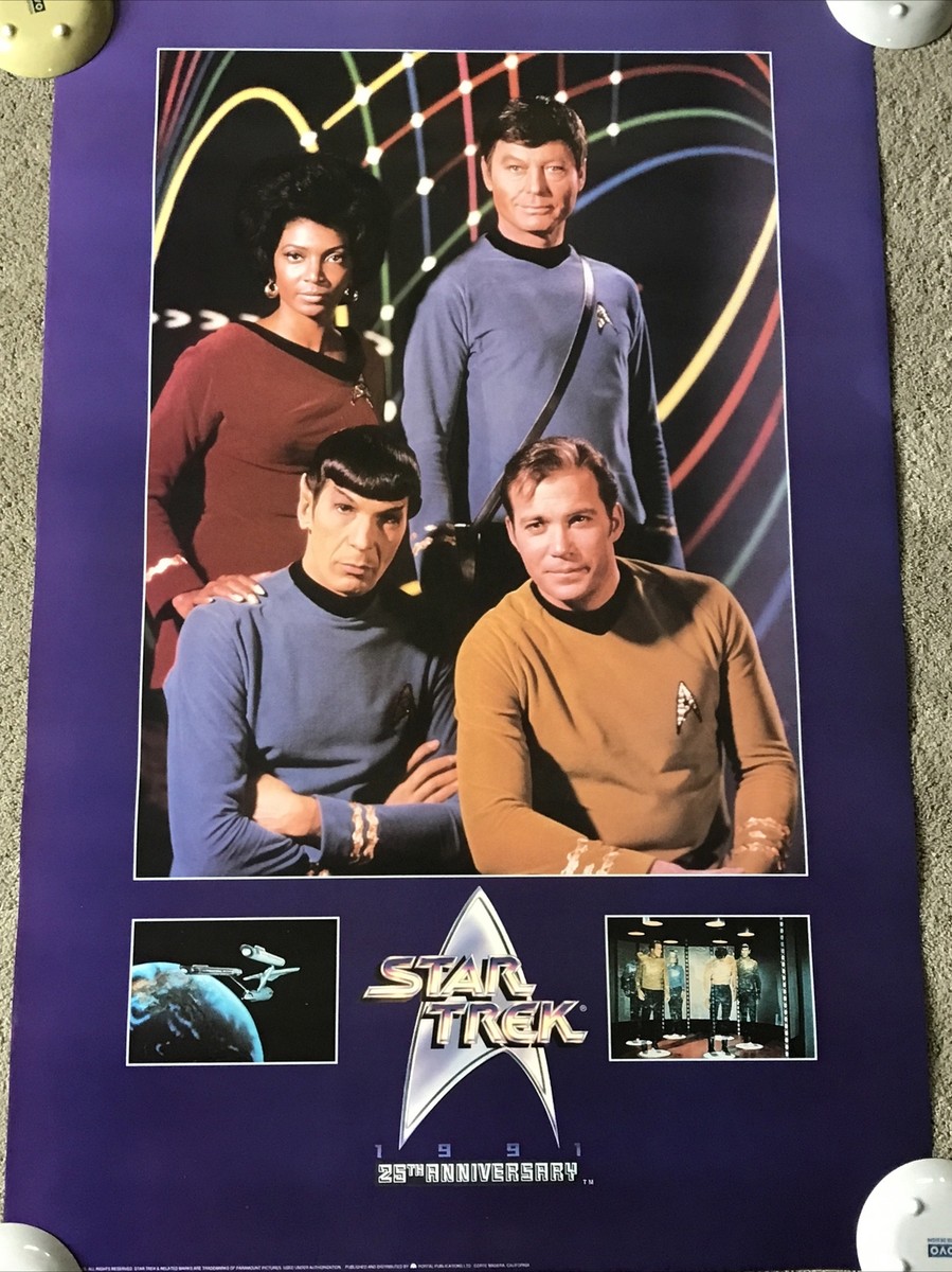 STAR TREK anniversary art work ポスター Star Trek 25th Anniversary Poster Original Series Crew 36 x