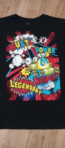 VTG Akademiks Shirt Mens XL Hustle Black Hip Hop Graphic Crewneck Short Sleeve - Picture 2 of 12