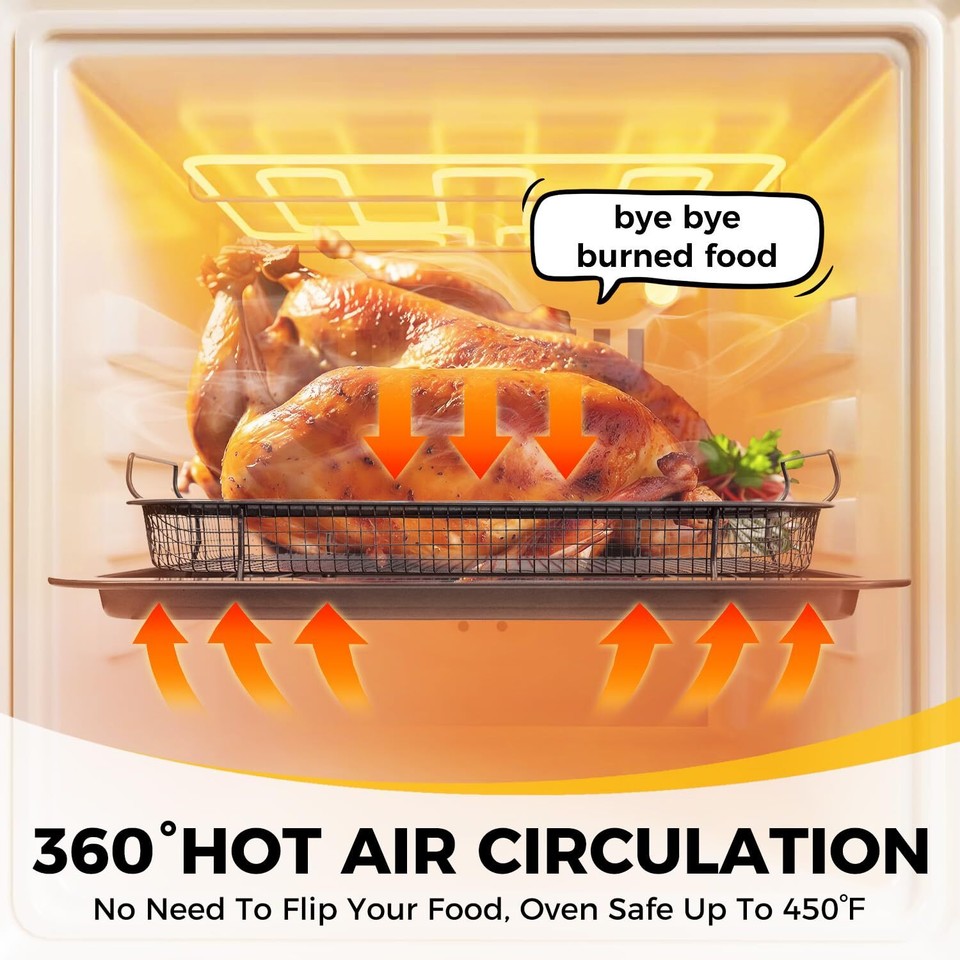 HONGBAKE Air Fryer Basket for Oven, 15.6"x11.6" Nonstick Air Fry