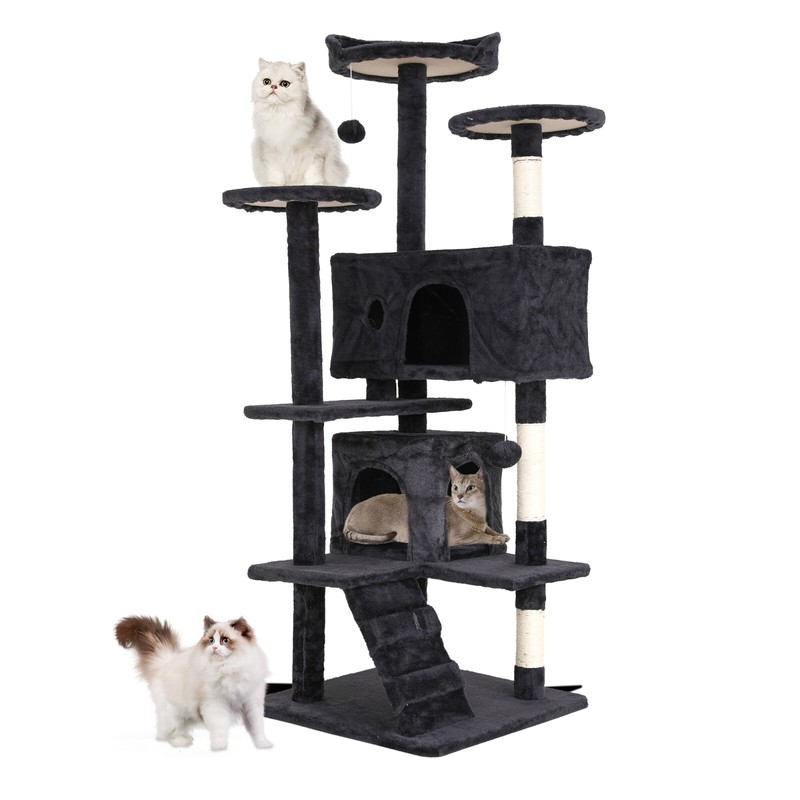 54in Multi-Level Cat Tree Tower Furniture Activity Center with Scratching Posts